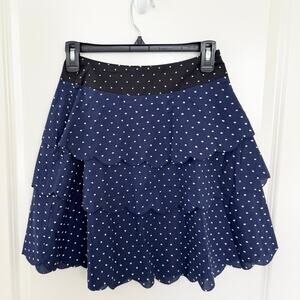 Marysia Resort Tiered Scalloped Polka Dot Skirt Blue Black XS